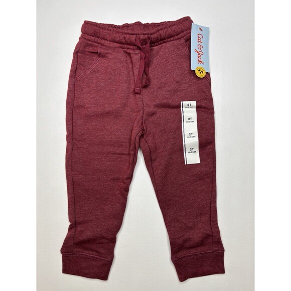 Cat & Jack™ Maroon Toddler Jogger Pants 2T - Elastic Drawstring Waist NWT - Picture 1 of 7